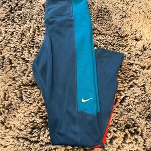Nike Colorblock Leggings - Blue and Orange